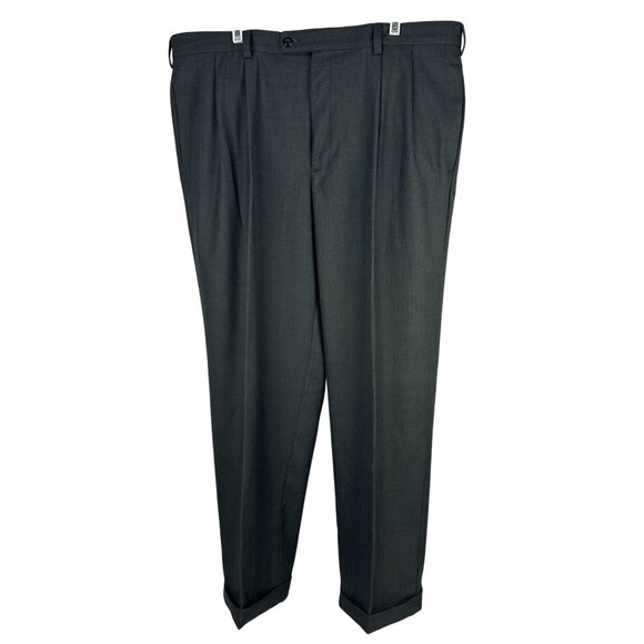 Perry Ellis Portfolio Mens 40x32 Size Dress Pants Pleated Front Cuffed Hem Gray - Picture 1 of 6